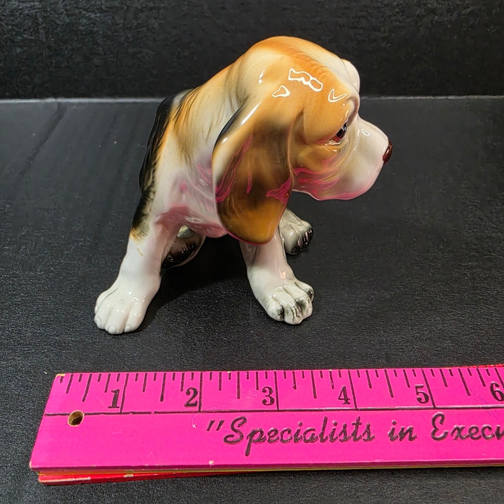 Beagle Puppy Figurine Dog Statue Small Tricolor Glossy Ceramic Pet Decor - Picture 6 of 9